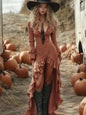 Women's Mid-length Bohemian Pleated Ruffle Irregular Dress Dresses