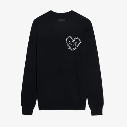 French Niche Love Handmade Wool Embroidery Sweaters