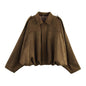 Women's Lapel Color Casual Suede Pilot Texture Jackets