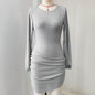 Solid Color Long Sleeve One Piece Outer Wear One Piece Blouse Beach Dress Seaside Vacation