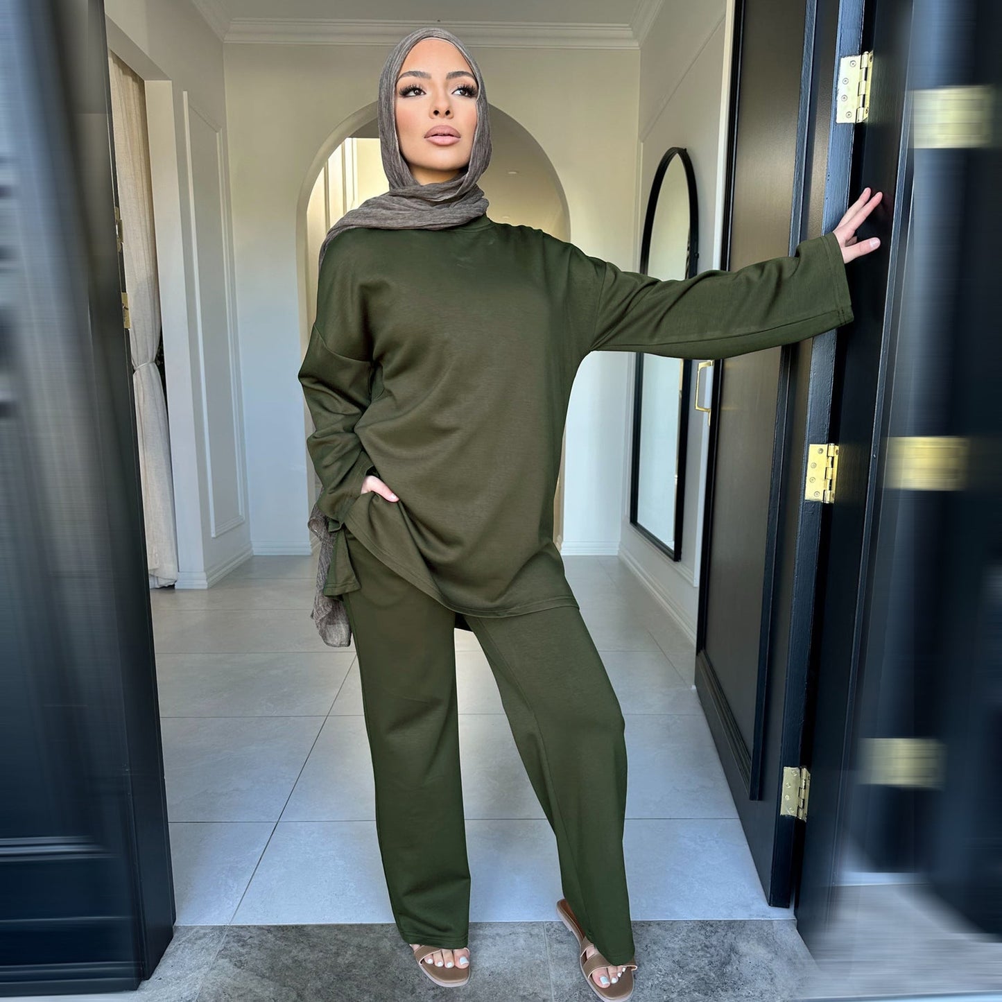 Pretty Turkey Solid Color Loose Two-piece Suits