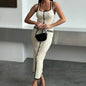 Women's Russian Dress Contrast Color Single Row Slit Dresses