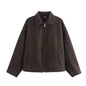 Women's Polo Collar Zipper Ornament Solid Color Coats