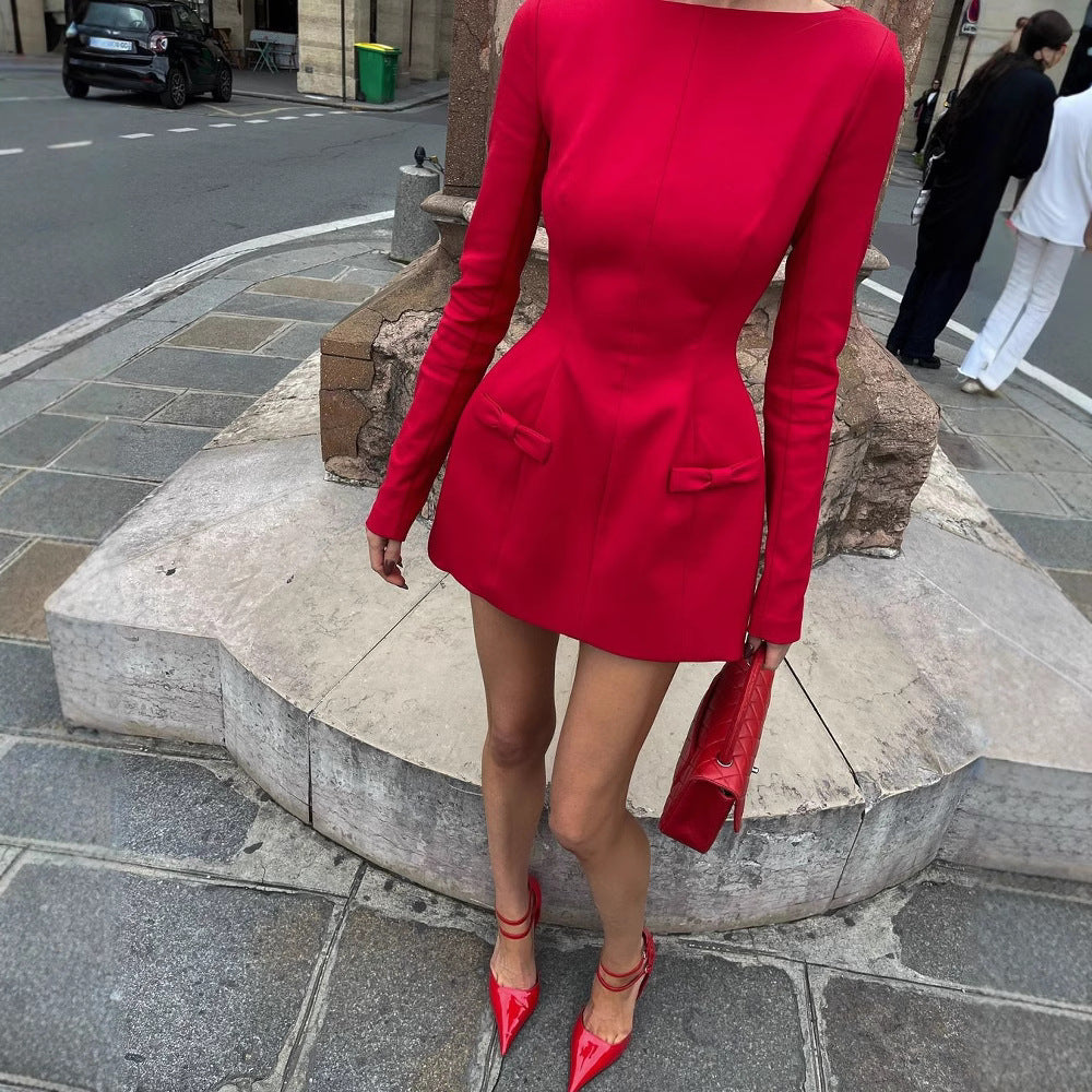 Exquisite Fitted Waist Bowknot Christmas Valentine's Dresses