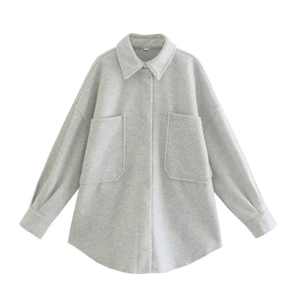 Gothic Autumn Woolen Shirt Dark Green Coats