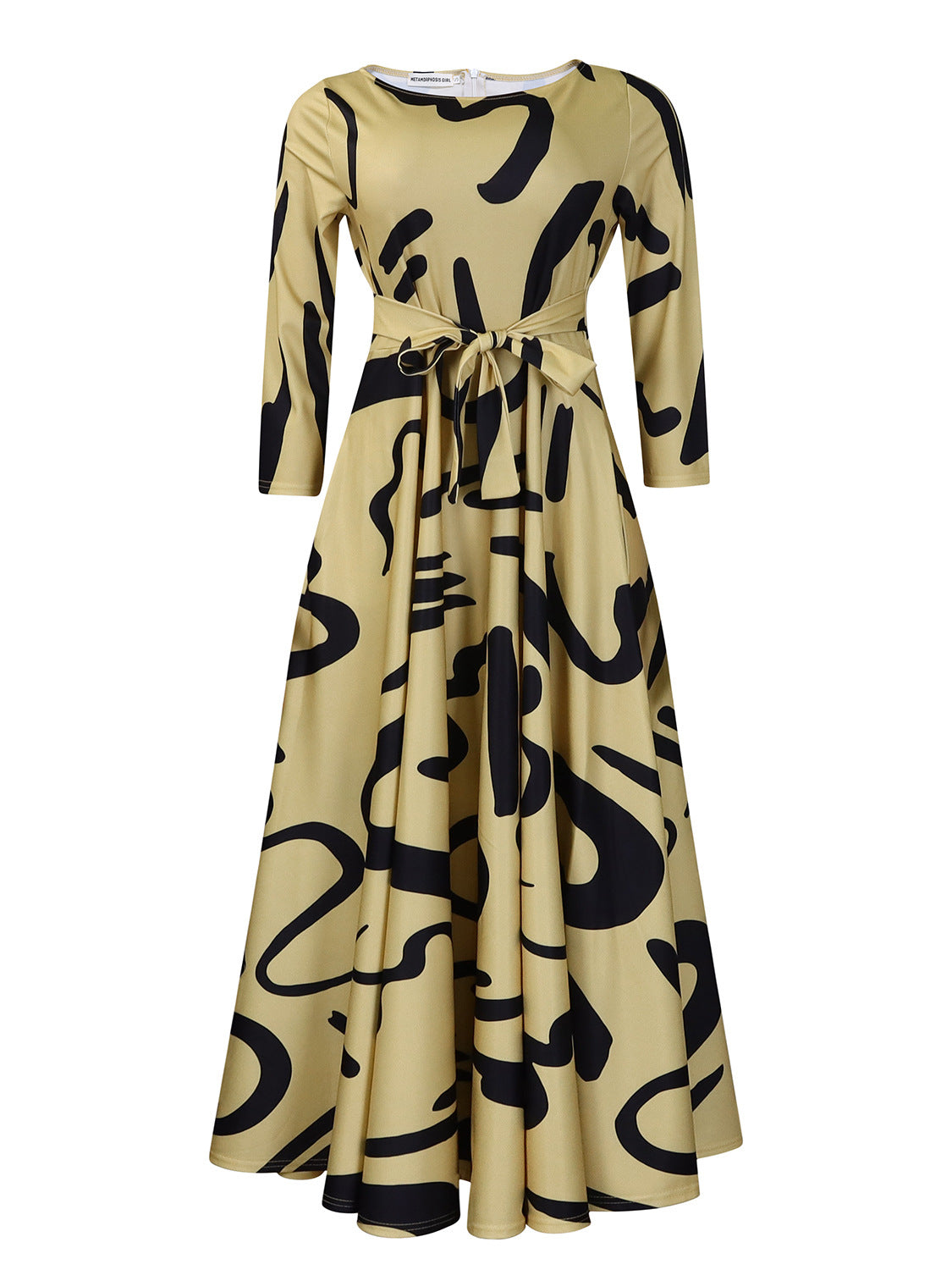 Women's Fashion Elegant Tied Printed African Mid-length Dresses