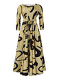 Women's Fashion Elegant Tied Printed African Mid-length Dresses