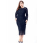 Women's Long Sleeve Lace Slim Dress Plus Size