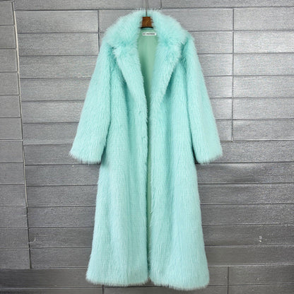 Women's Imitation Plush Furry Fur Extended Collar Coats