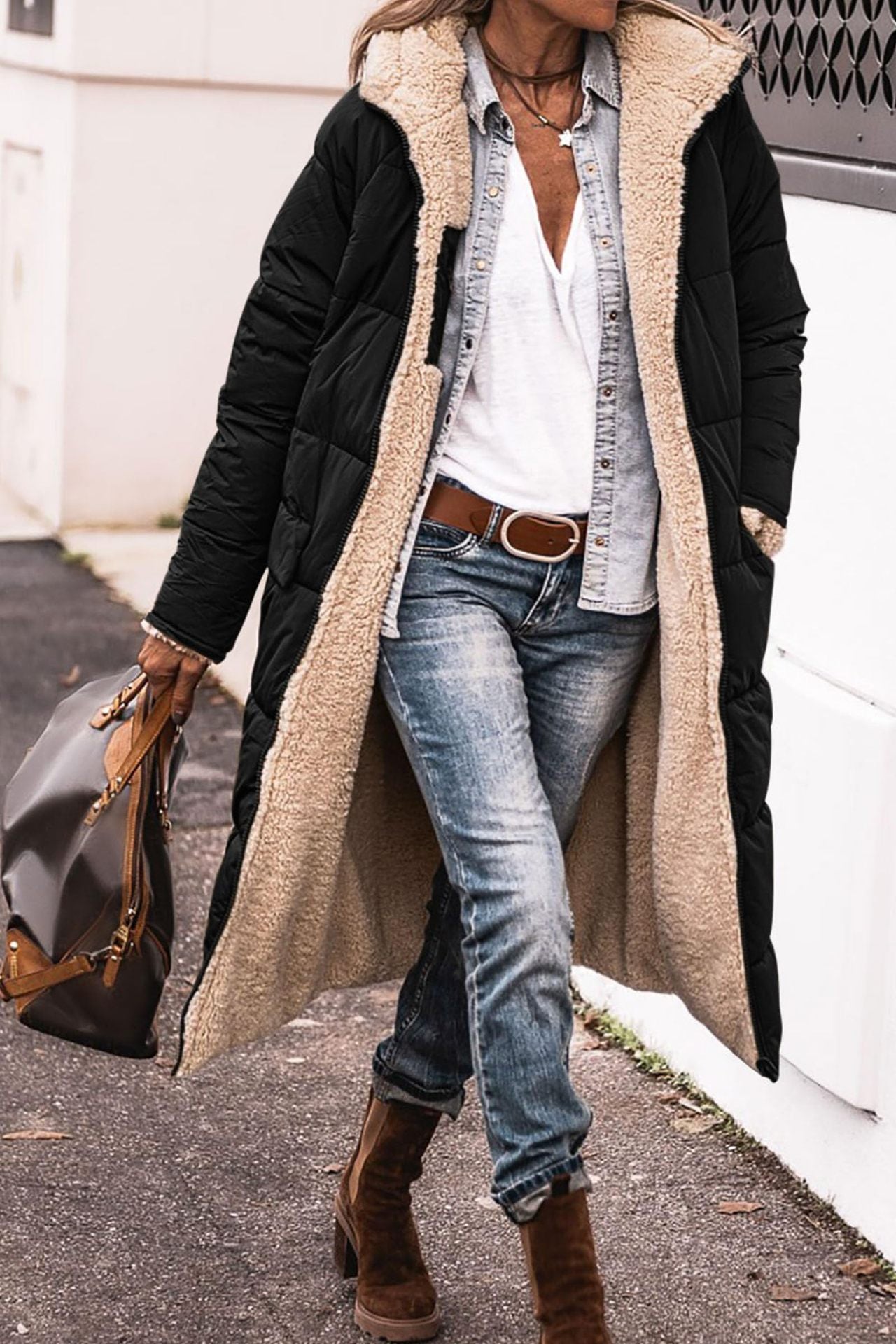 Solid Color Hooded Cotton Long Sleeve Double-sided Wear Jackets