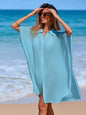 Beach Cover up Polo Collar Shirt Beach Skirt Tulle Top Loose Short Sleeve Beach Cover Up