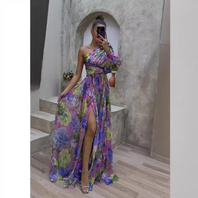 Women's Shoulder Long Sleeve Floral Dress Large Dresses