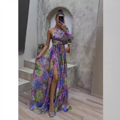 Women's Shoulder Long Sleeve Floral Dress Large Dresses