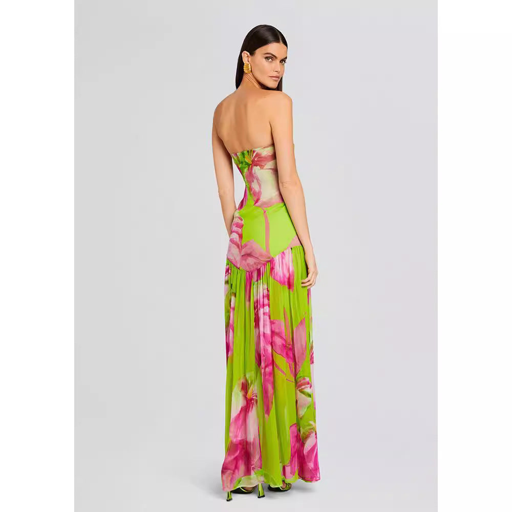 Women's Summer Fashion Printed Sexy Vacation Style Slim Dresses
