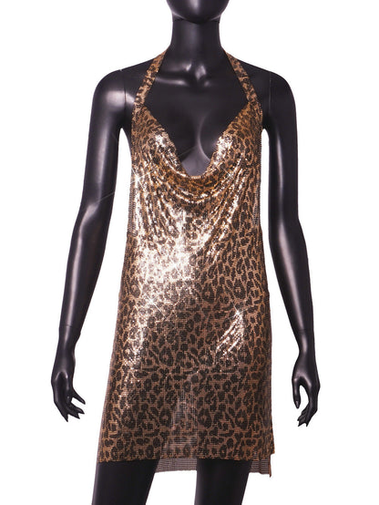 Nightclub Metal Sequins Sexy Suspenders Dress Dresses