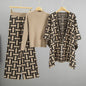 Women's High-grade Elegant Shawl Fashionable Jacquard Three-piece Sweaters