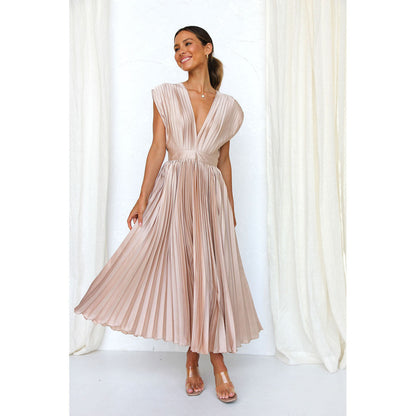 Sexy Pleated Dress Casual Loose Zip Dresses