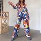 Women's Digital Flower Hawaiian Vacation Style Shirt Suits