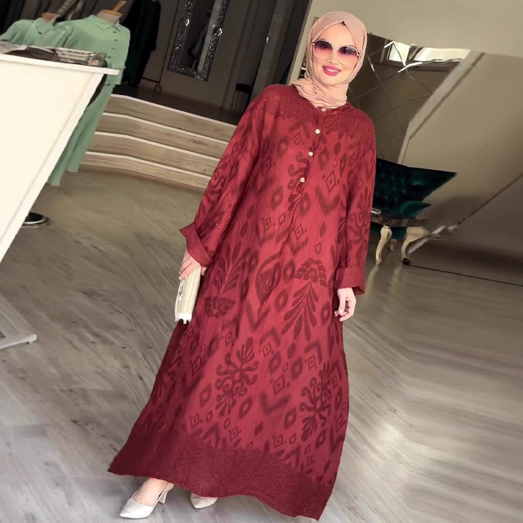 Women's Autumn Print Long Sleeve Fashion Temperament Dresses