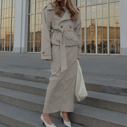 Women's Fashion Autumn Lapel Long Sleeve Trench Suits