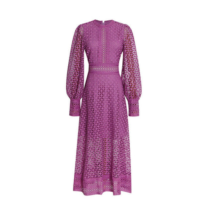 Women's Embroidered Dress Summer Round Neck Lantern Dresses