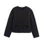 Round Neck Long Sleeve Single-breasted Plaid Coats
