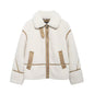 Lamb Wool Female Motorcycle Fur Integrated Coats