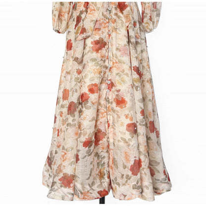 Women's Retro Printed Light Luxury Rhinestone Single-breasted Dresses