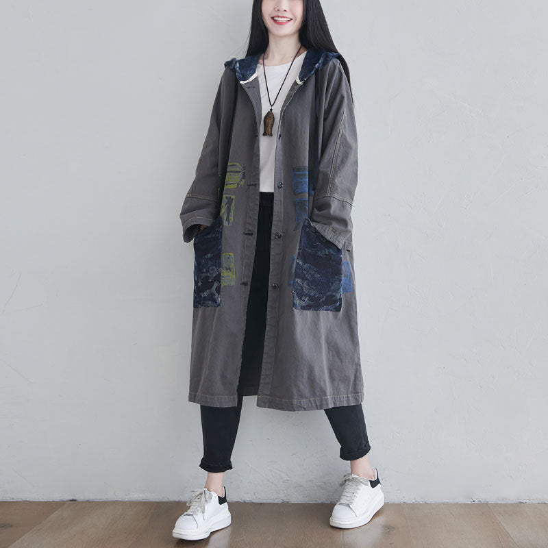 Looking Washed-out Anorak Personalized Batwing Sleeve Coats