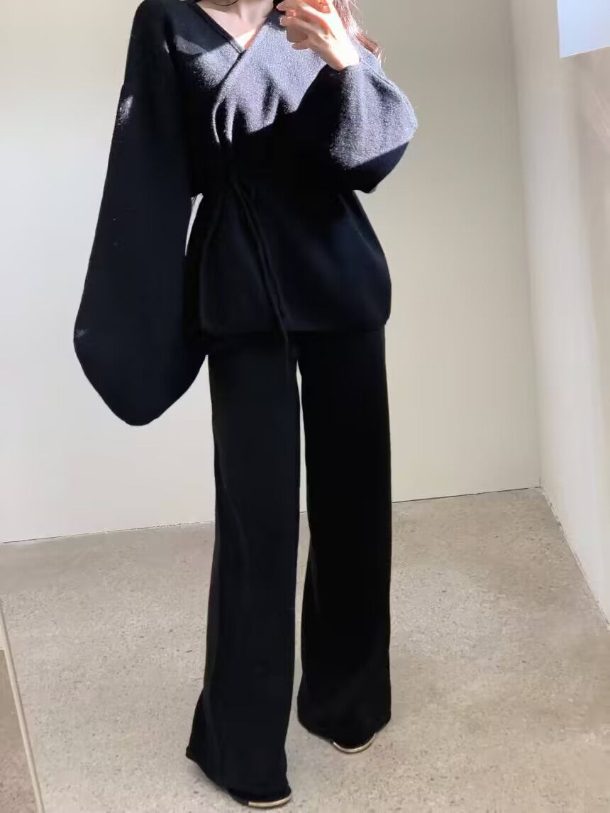 Style Retro Lazy Knitted Wide Leg Sweaters