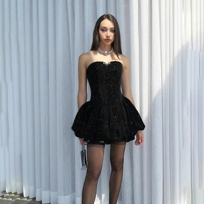 Women's Wear French Sexy Strapless Dress Elegant Dresses