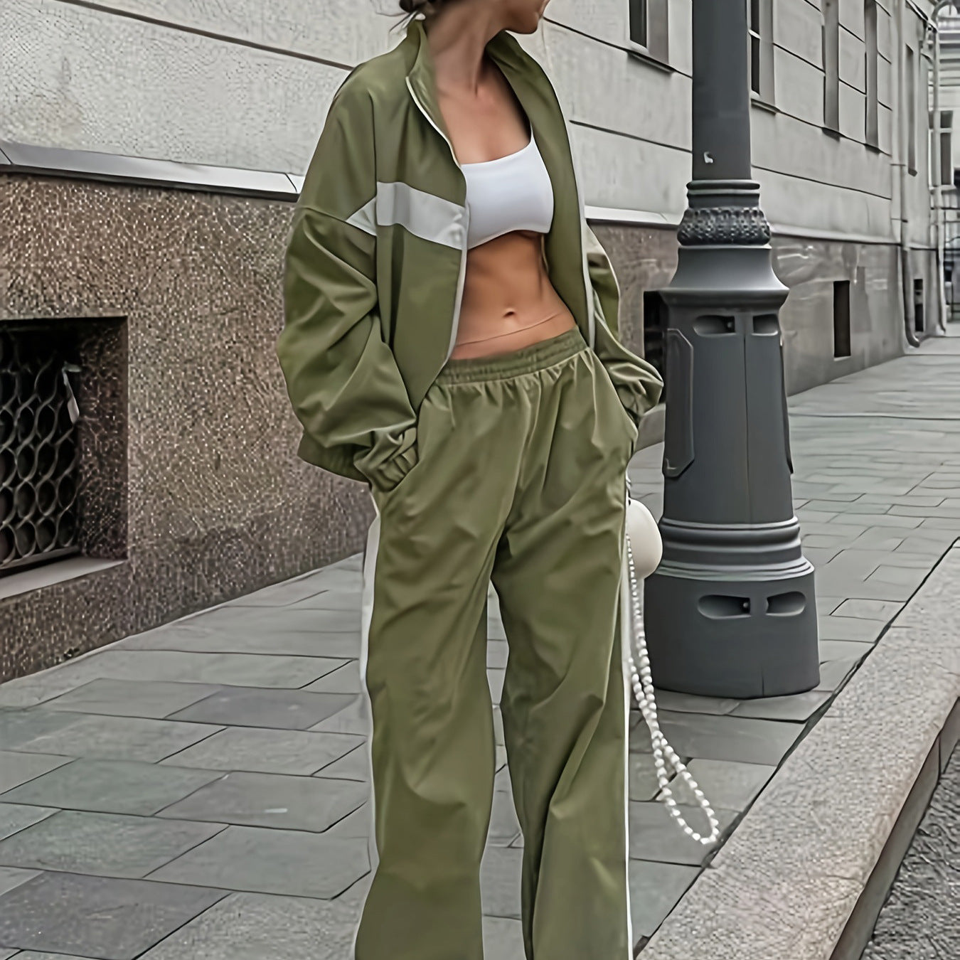 Color Stitching American Sports Commuter Two-piece Suits