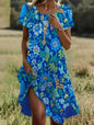Summer Artistic Ethnic Style Scoop Mid-length Dresses
