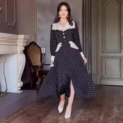 Summer Lace Doll Collar Polka Dot Dresses