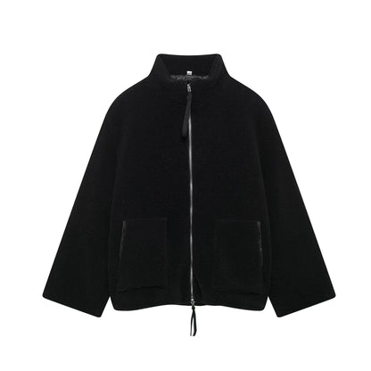 Women's Color Idle Style Lamb Wool Turtleneck Coats