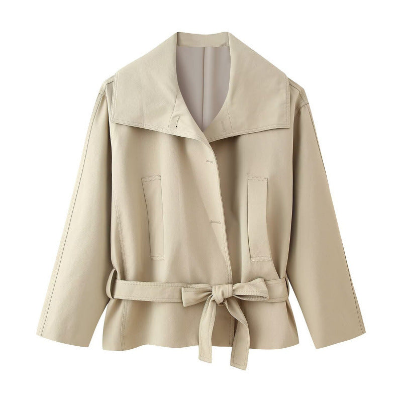 Women's Versatile Fashion With Belt Trench Coats