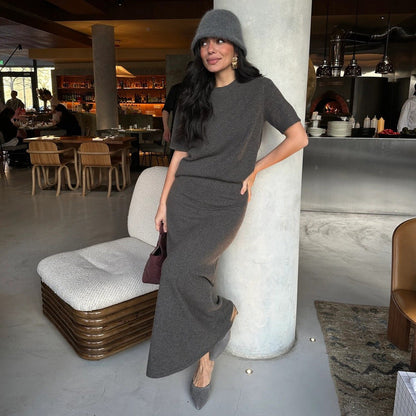 Sleeve Knitting Autumn Commute Minimalist Knitted Suits