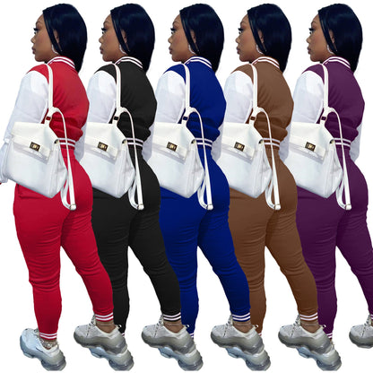 Women's Color Matching Single-breasted Stitching Long Sleeve Suits