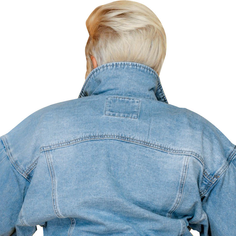 Women's Fashion Large Denim Washed Casual Coats