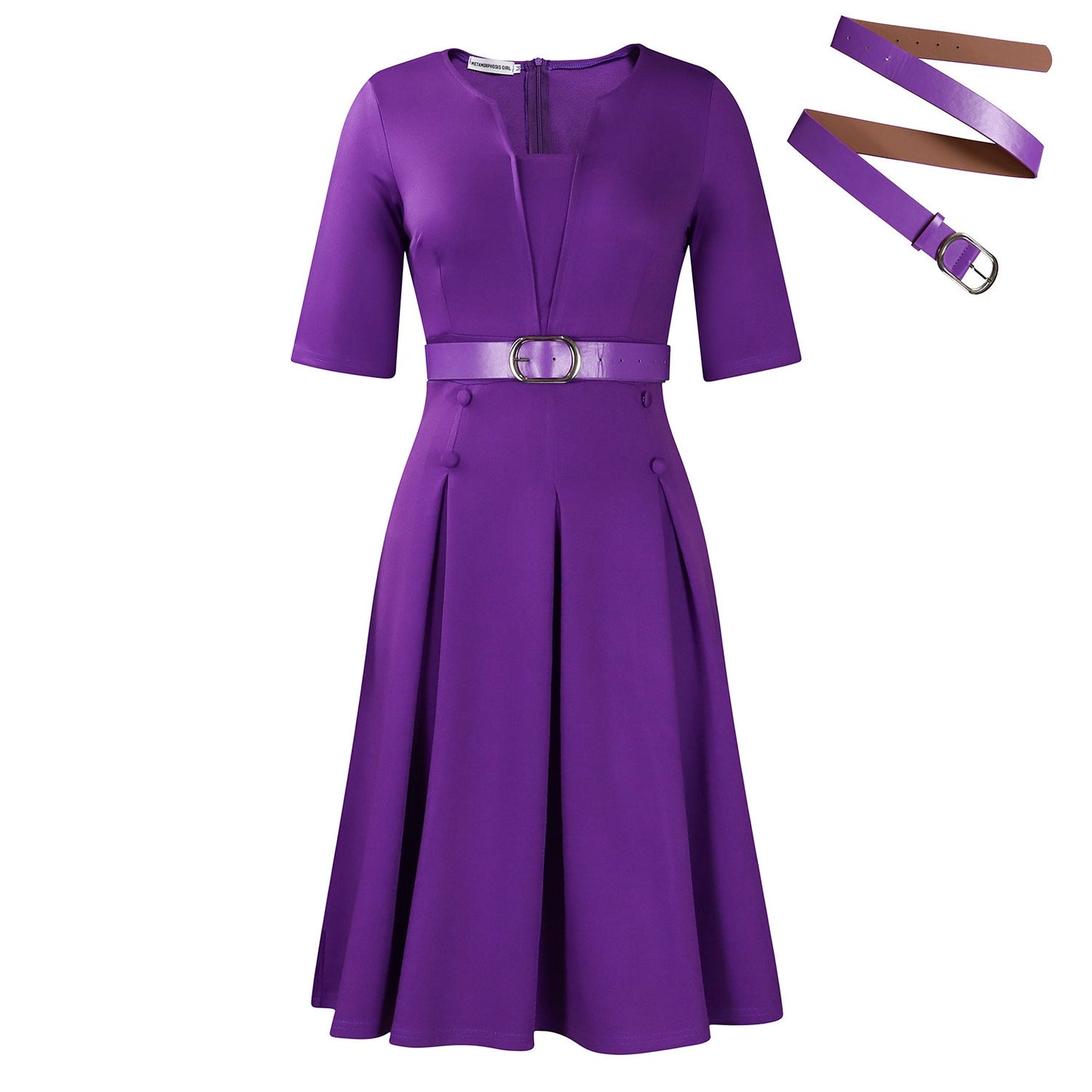 Women's Elegant Graceful Solid Color Half Sleeve Dresses