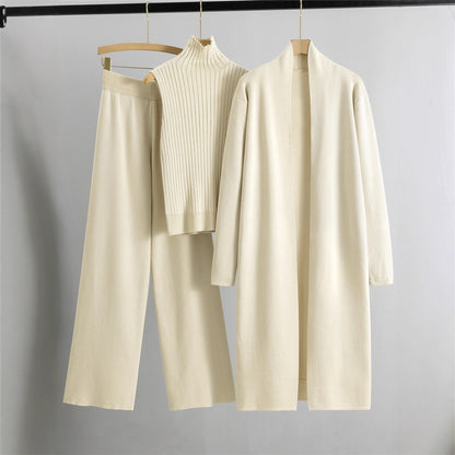 Lazy Temperament Knitting Sleeveless Three-piece Set Suits