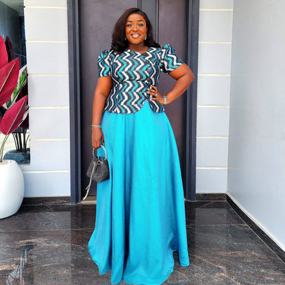 Women's T-shirt Dress African Wear Crystal Satin Dresses
