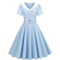 Retro Printed Patchwork Large Swing Hepburn Dresses