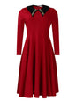 Women's Long Sleeve Turn-down Collar Elegant Slimming Large Dresses