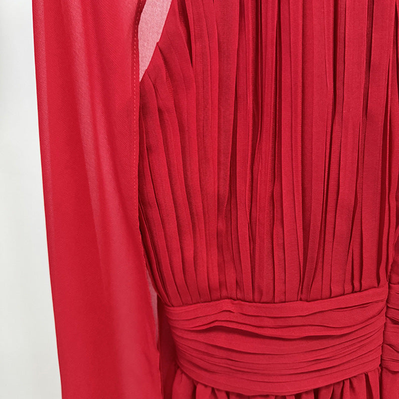 Summer Fashionable Elegant Chiffon Pleated Long Dresses