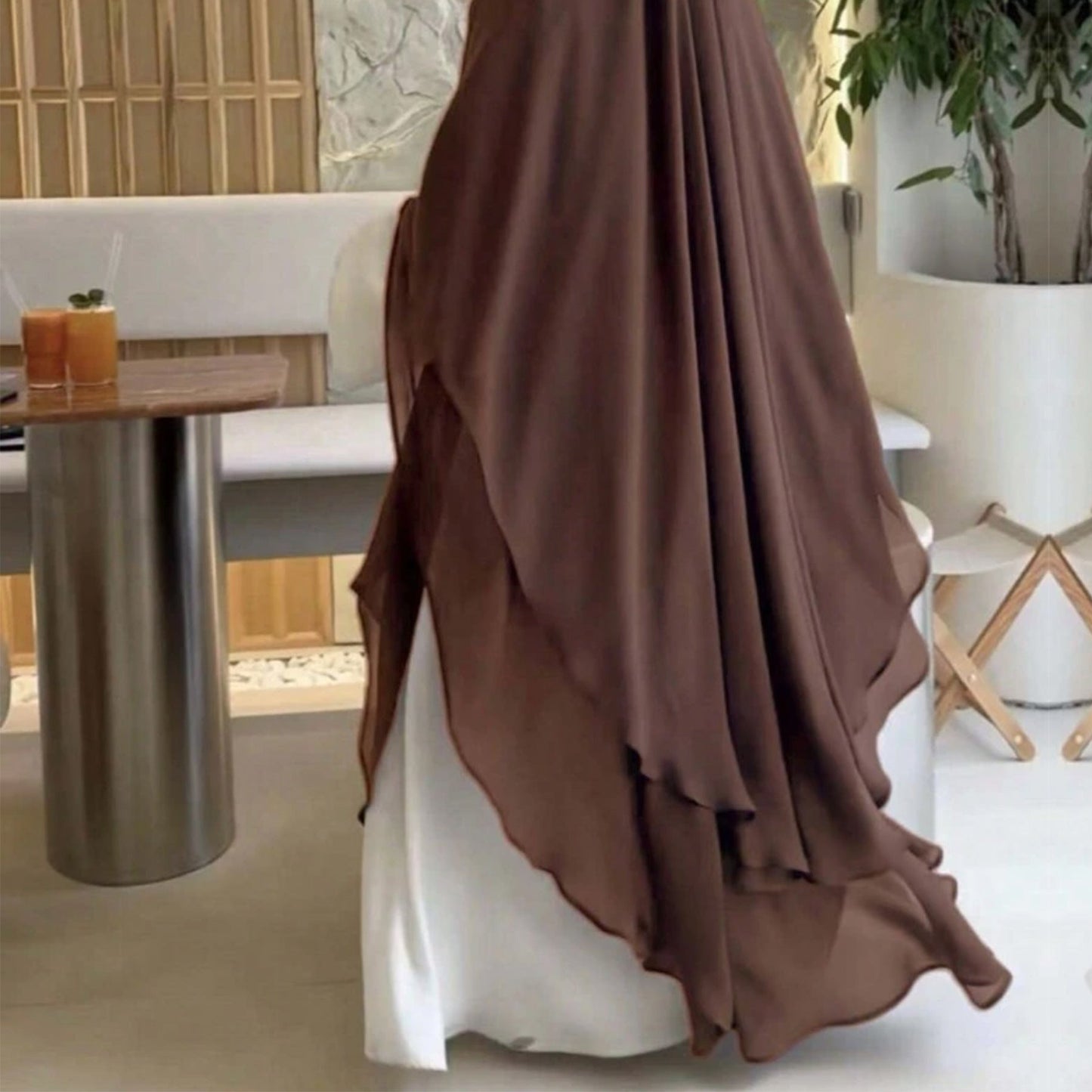Solid Color Front Rear Chiffon Big Dresses