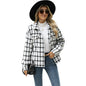 Women's Lapel Plaid Long Sleeve Loose Woolen Coats