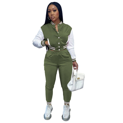 Women's Color Matching Single-breasted Stitching Long Sleeve Suits