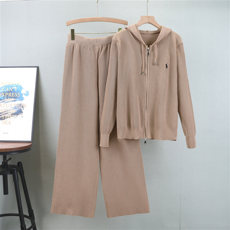 High Sense Loose Western Style Casual Hooded Embroidered Suits
