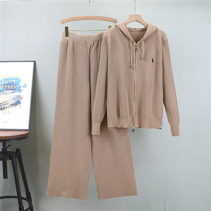High Sense Loose Western Style Casual Hooded Embroidered Suits